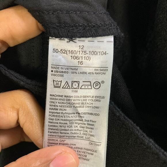 NEW GAP High-Waisted Linen-Blend Wide-Leg‎ Pants Belt Tie SZ 12 - Picture 10 of 11